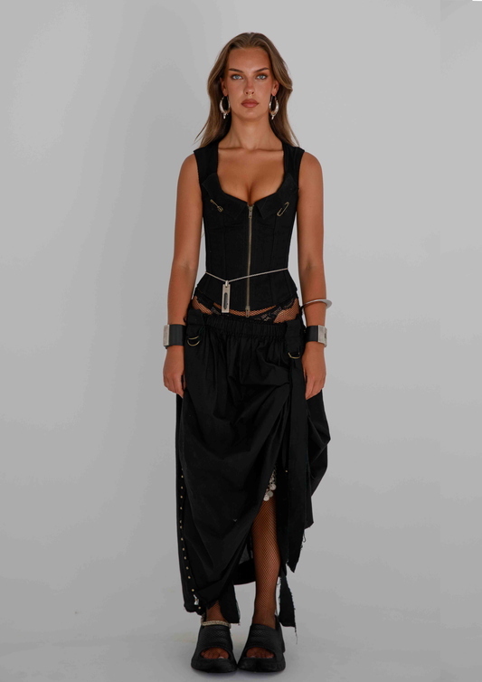 The Amy Zip Corset - Black