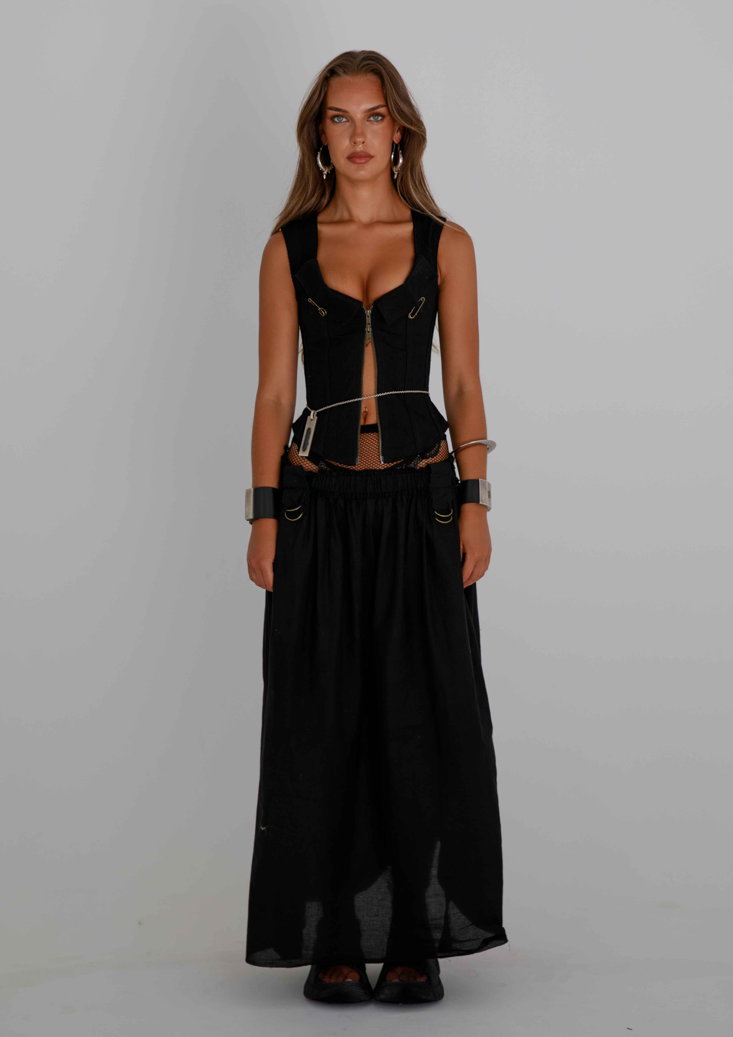 The Amy Zip Corset - Black